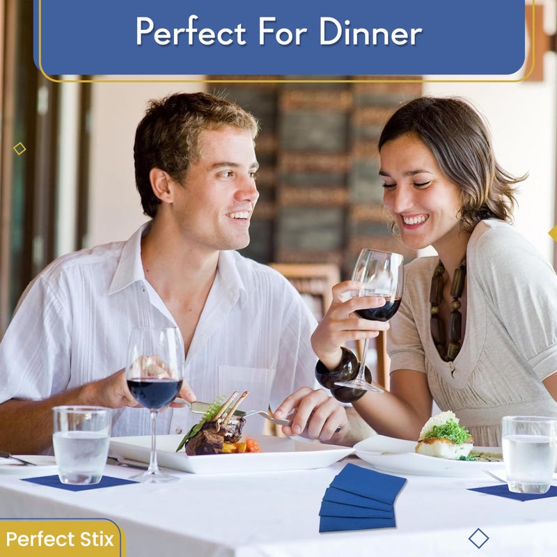 Perfect Stix - PS 2 PLY DINNER NAP Navy Blue 125CT 2 Ply Dinner Napkin Navy Blue, 3" Height, 4" Width, 8" Length 125ct - Image 3